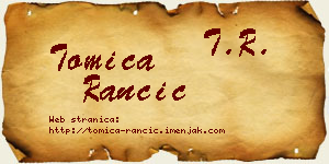 Tomica Rančić vizit kartica